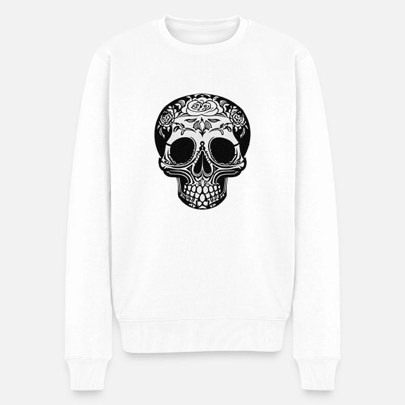 Schädel - Männer Premium Bio Pullover - Weiß