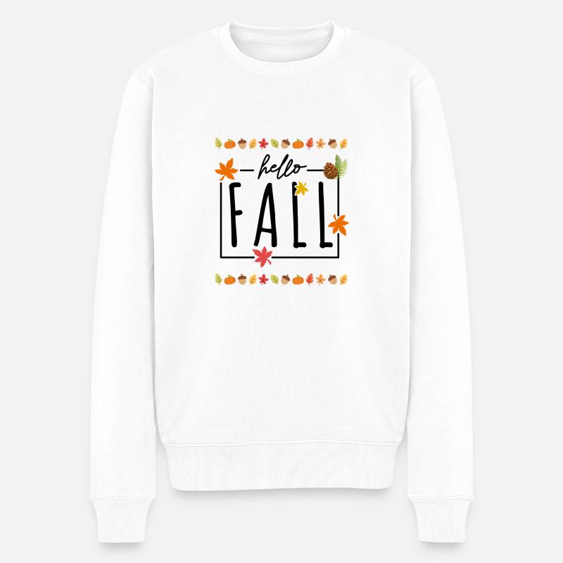 Herbst Hallo - Männer Premium Bio Pullover - Weiß
