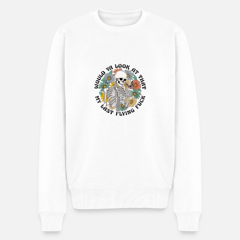 Squelette de fleur avec dicton - Pull Premium bio Homme - blanc