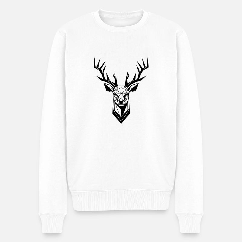 Cerf géométrique avec bois - Pull Premium bio Homme - blanc