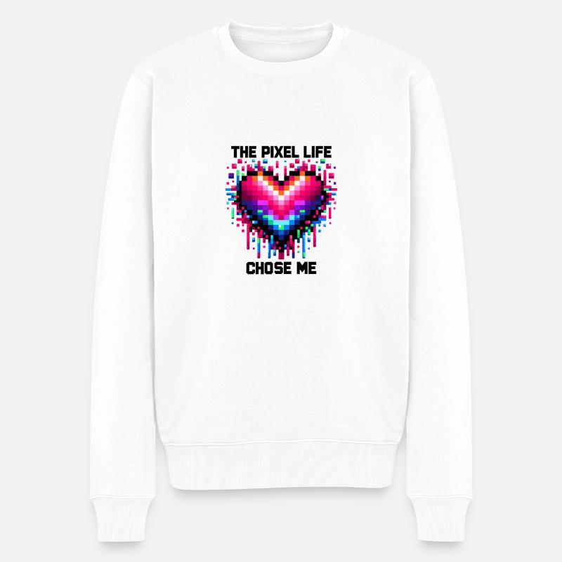 Das Pixel-Leben hat mich auserwählt - Männer Premium Bio Pullover - Weiß