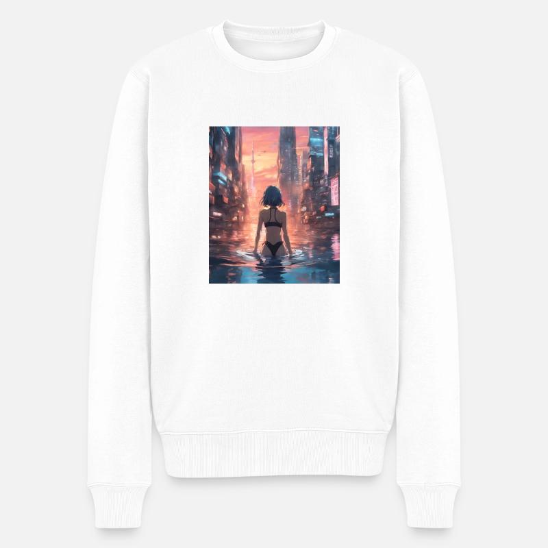 Tokio Japan Sonnenuntergang - Männer Premium Bio Pullover - Weiß