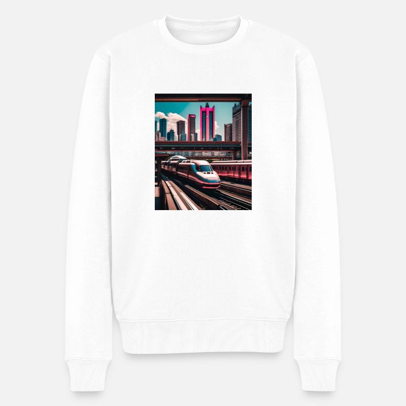 Tokio Bahnhof - Männer Premium Bio Pullover - Weiß