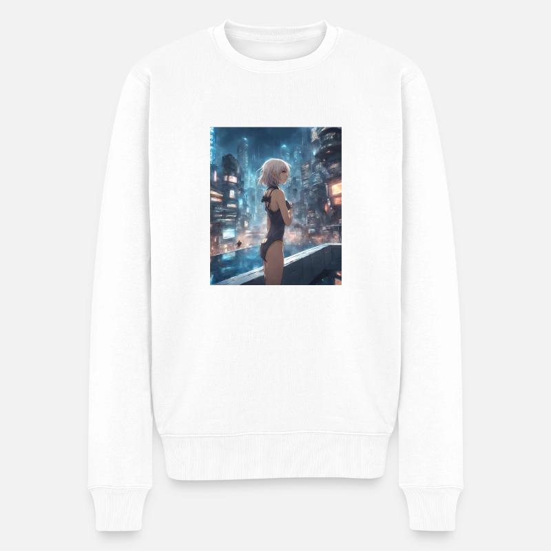 Nuit Tokyo, Japon - Pull Premium bio Homme - blanc