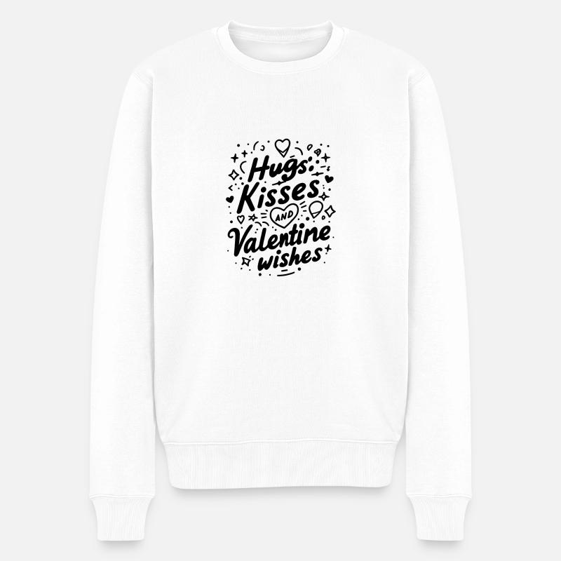 Câlins Bisous Saint-Valentin Souhaits - Pull Premium bio Homme - blanc