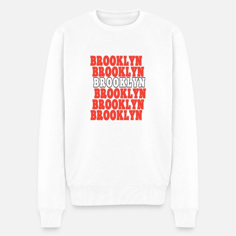 Brooklyn - Männer Premium Bio Pullover - Weiß