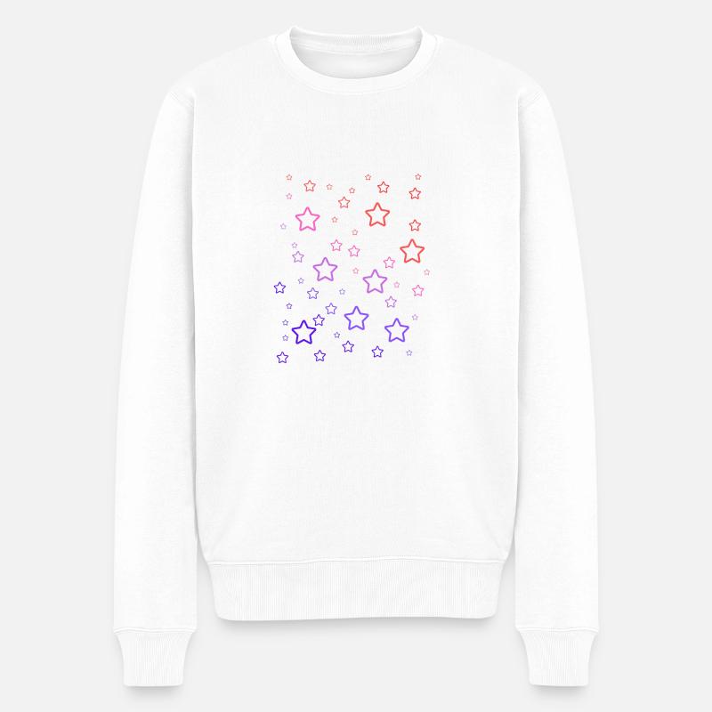 Regenbogen-Sterne - Männer Premium Bio Pullover - Weiß