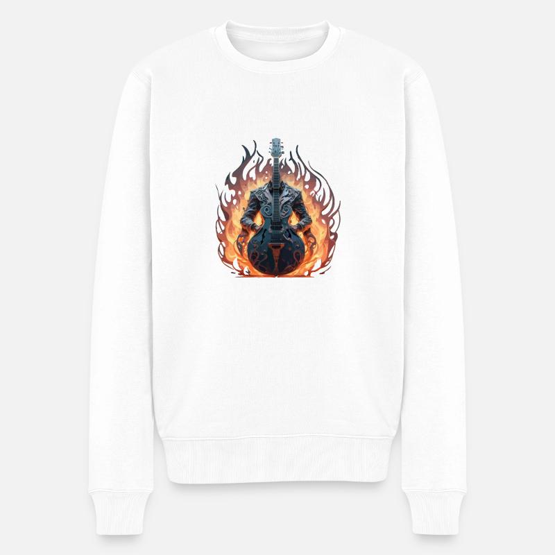 GITARRE - Männer Premium Bio Pullover - Weiß