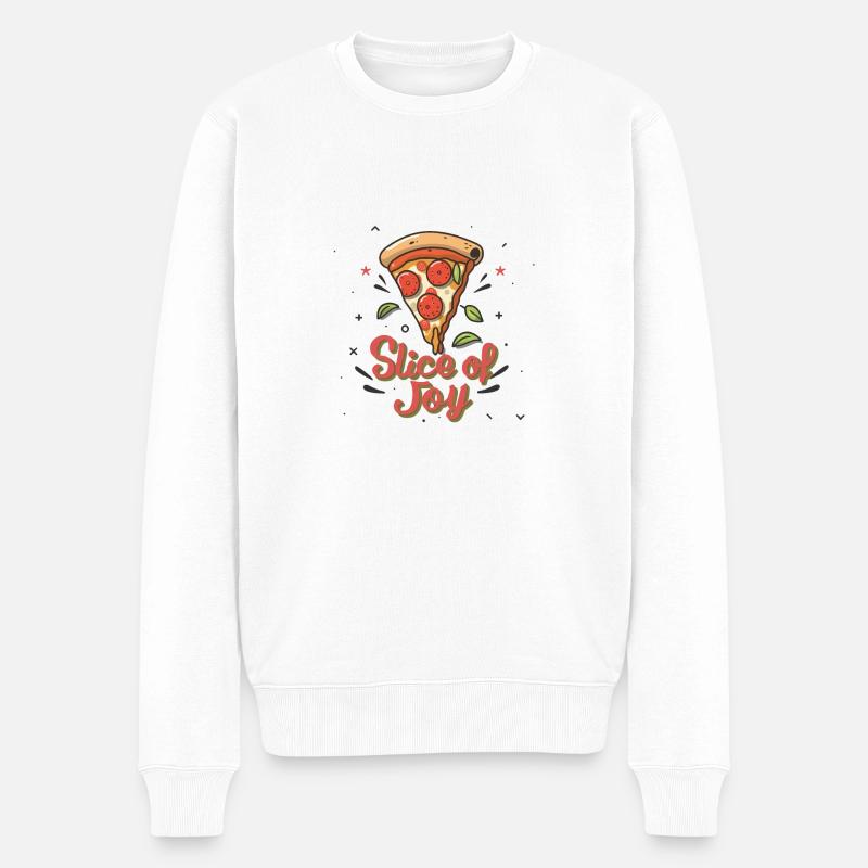 PIZZA - Männer Premium Bio Pullover - Weiß