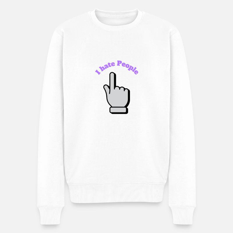 I hate People - Männer Premium Bio Pullover - Weiß