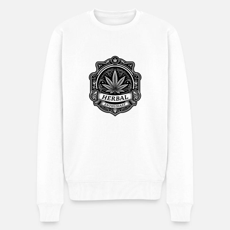 Badge élégant de passionné d’herbes - Pull Premium bio Homme - blanc