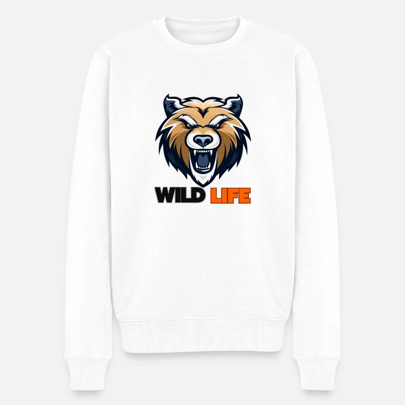 Wildtiere - Männer Premium Bio Pullover - Weiß
