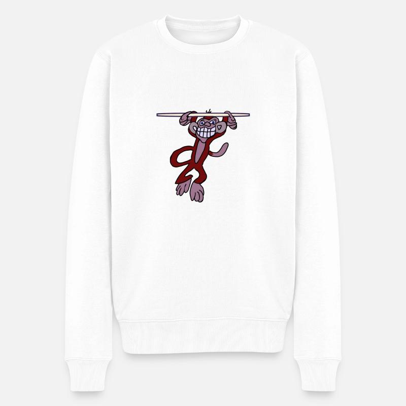 Grinse Affe - Männer Premium Bio Pullover - Weiß