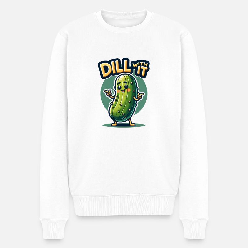 Witziges Gurken Shirt, Gurkenliebhaber, Gurke Dill - Männer Premium Bio Pullover - Weiß