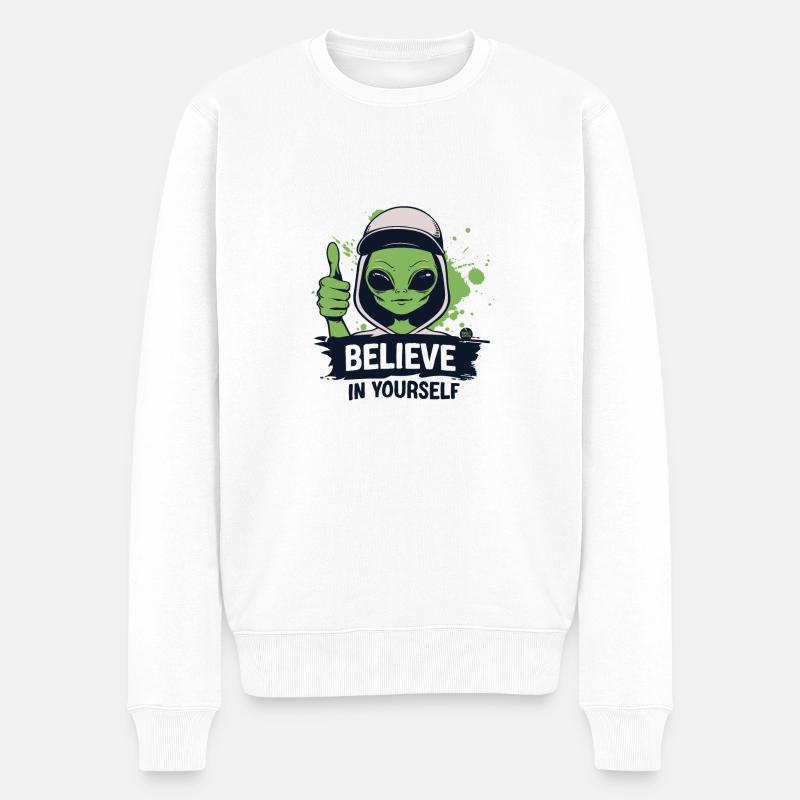 Galaktisches Selbstvertrauen - Männer Premium Bio Pullover - Weiß