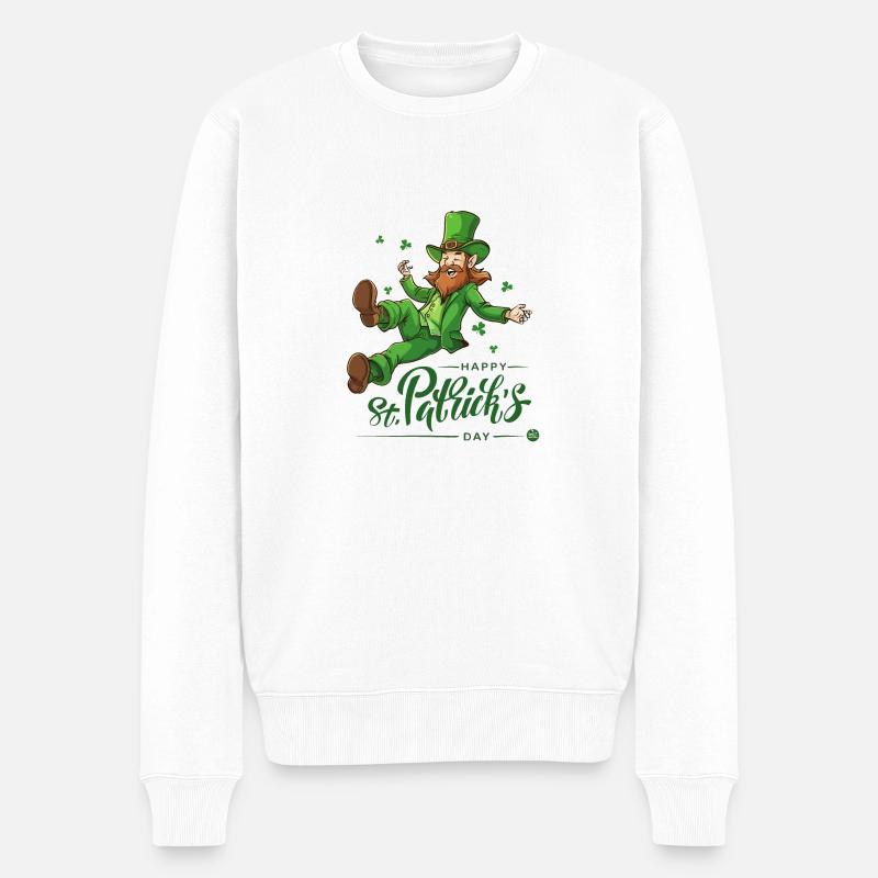 Glücksbringer Kobold - Männer Premium Bio Pullover - Weiß