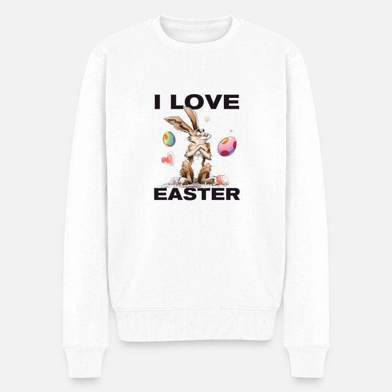 Ich LIEBE Ostern! - Männer Premium Bio Pullover - Weiß