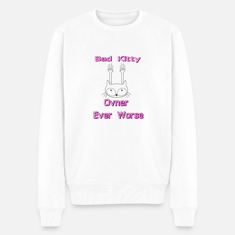 Böses Kätzchen - Männer Premium Bio Pullover - Weiß