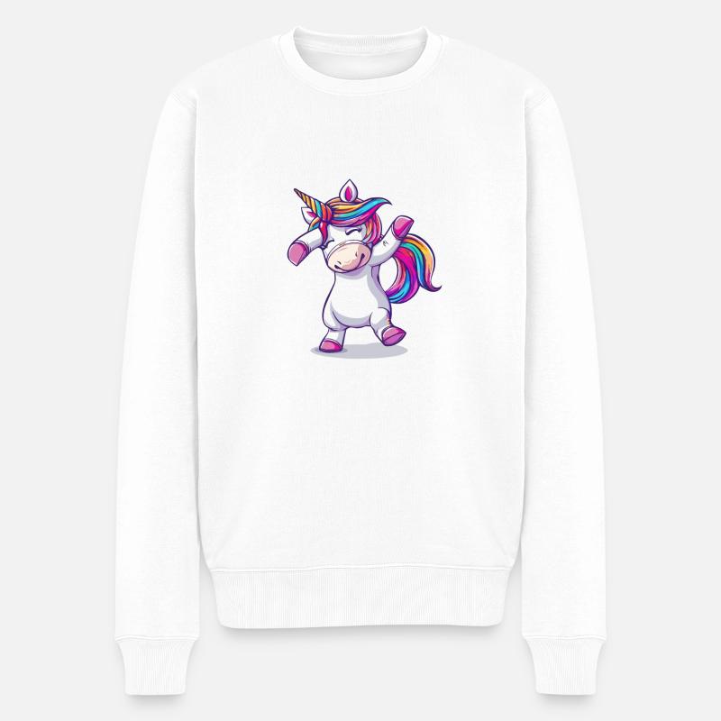 Tanzendes Einhorn - Männer Premium Bio Pullover - Weiß