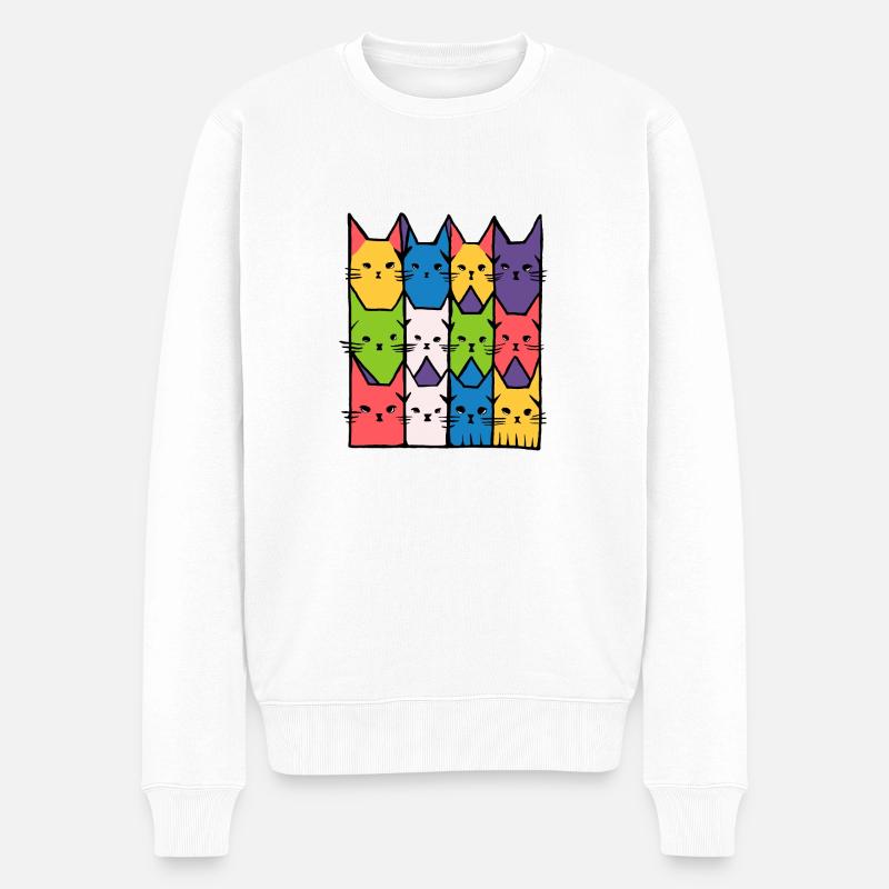 regenbogen Katzen geometrisch Geschenk Kätzchen - Männer Premium Bio Pullover - Weiß