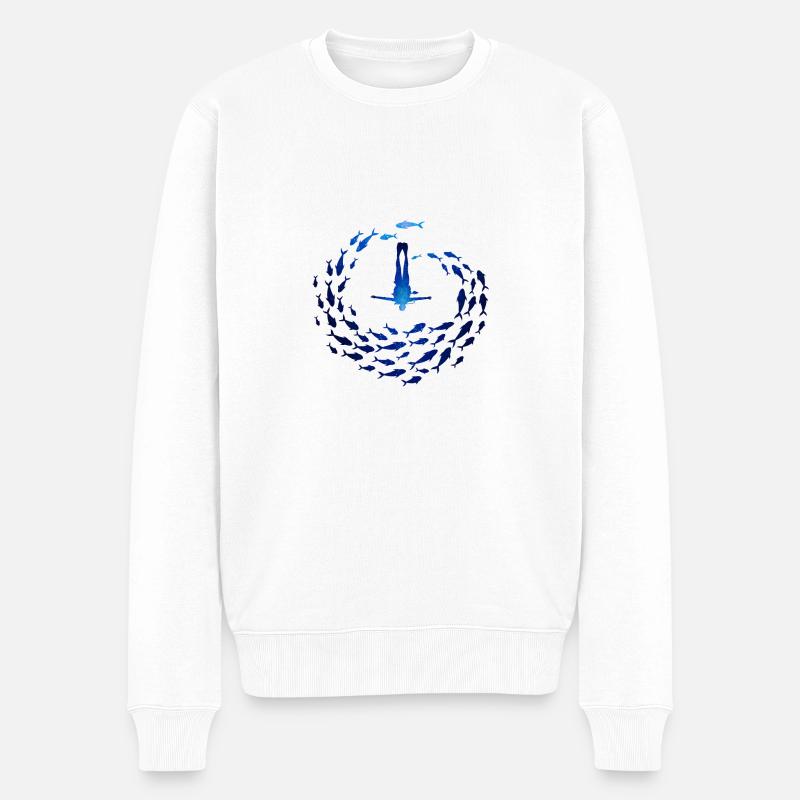 Tauchen Blau Diving Blue - Männer Premium Bio Pullover - Weiß