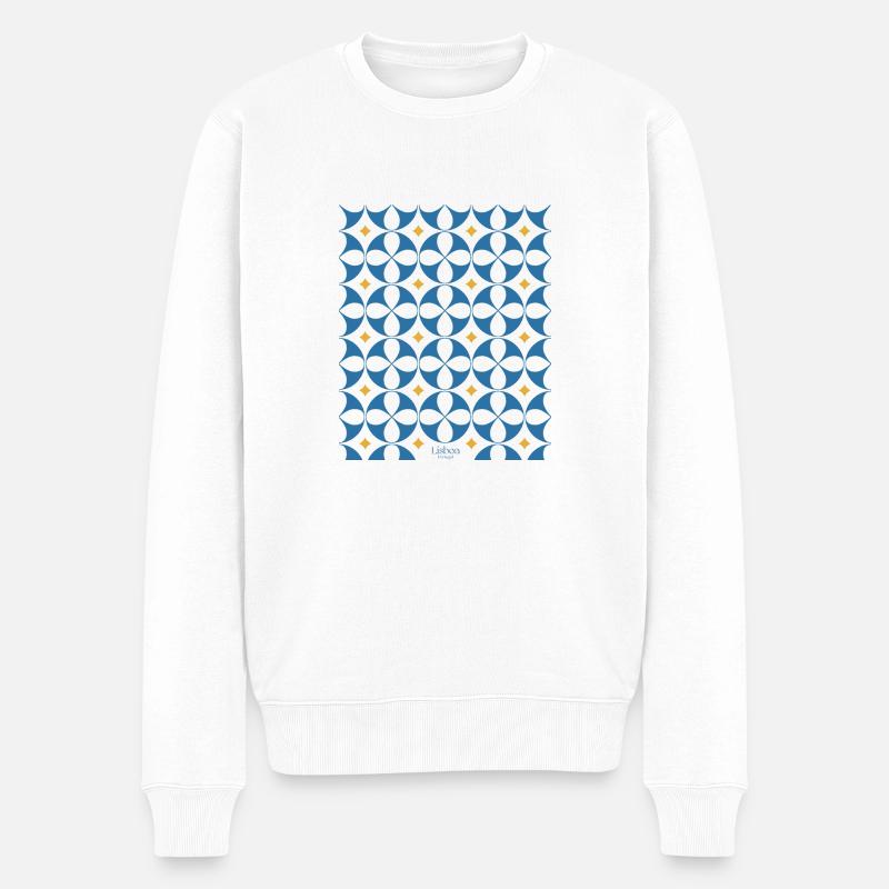 Lissabon - Fliese Portugal - Männer Premium Bio Pullover - Weiß