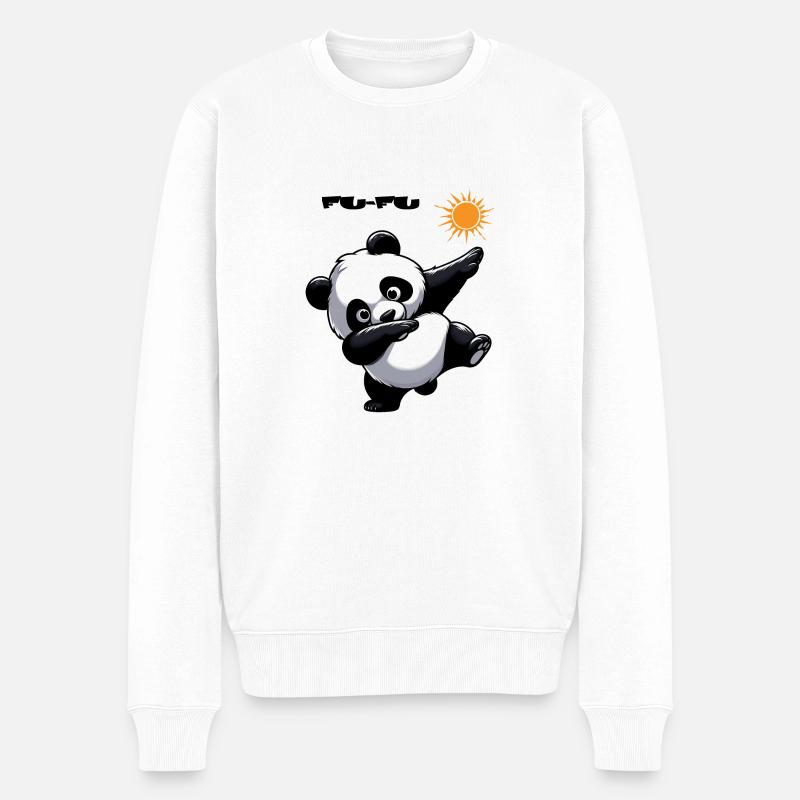 Fu-Fu Tier Panda - Männer Premium Bio Pullover - Weiß