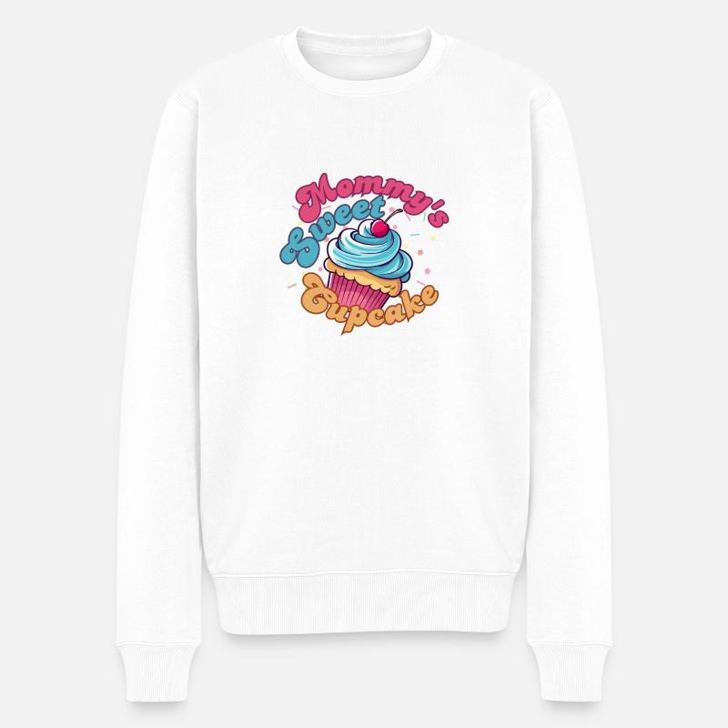 Mamas süßer Cupcake - Männer Premium Bio Pullover - Weiß