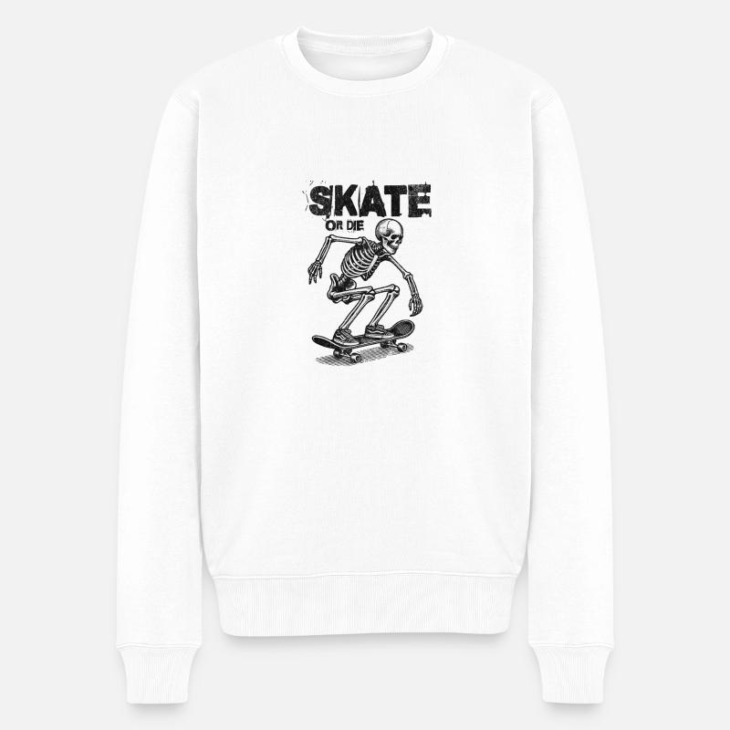 Skeleton skateboard - Männer Premium Bio Pullover - Weiß