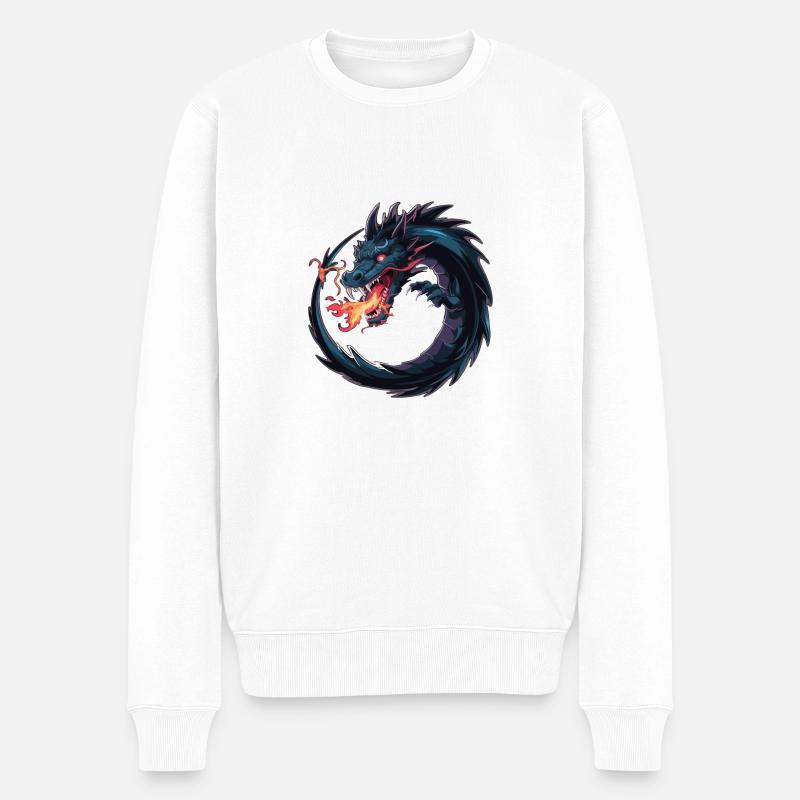 FEUER IM DRACHEN - Männer Premium Bio Pullover - Weiß