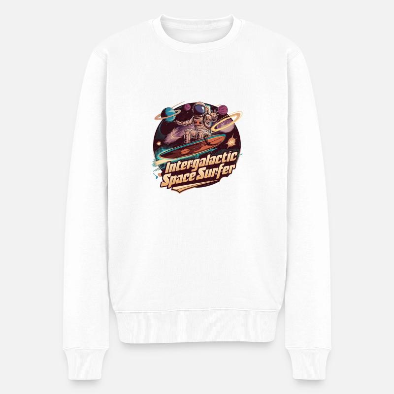 INTERGALAKTISCHER WELTRAUMSURFER - Männer Premium Bio Pullover - Weiß