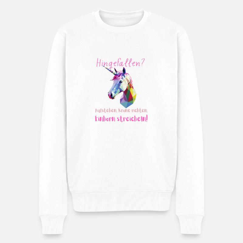 Einhorn-Grafik - Männer Premium Bio Pullover - Weiß