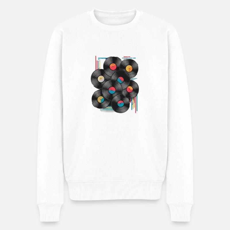 Old School Schallplatten - Männer Premium Bio Pullover - Weiß