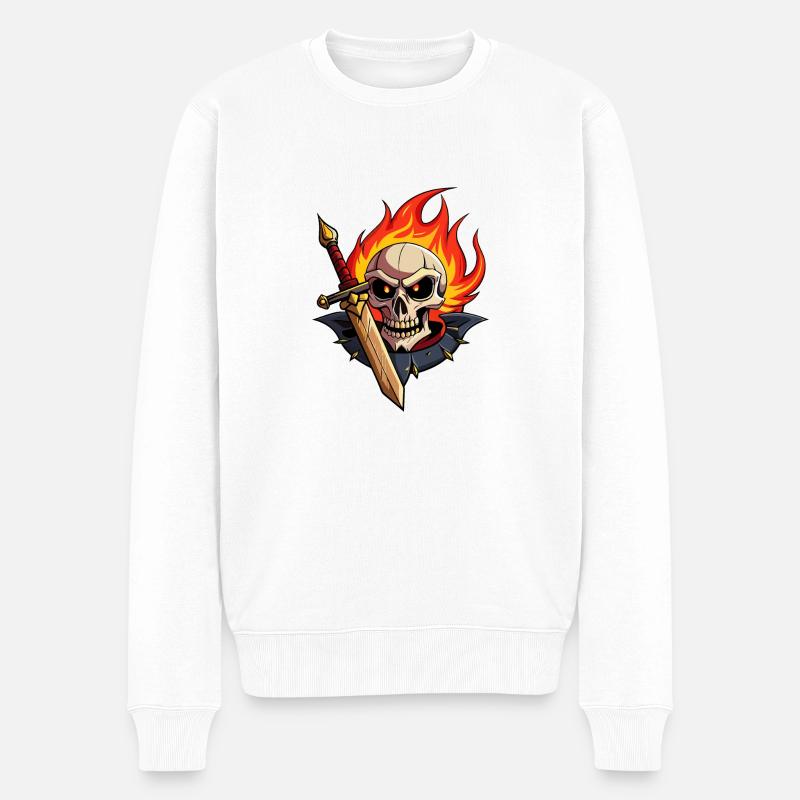 ÉPÉES ET CRÂNE - Pull Premium bio Homme - blanc