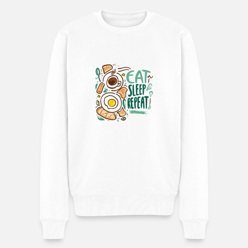 MANGEZ DORMIR RÉPÉTEZ - Pull Premium bio Homme - blanc