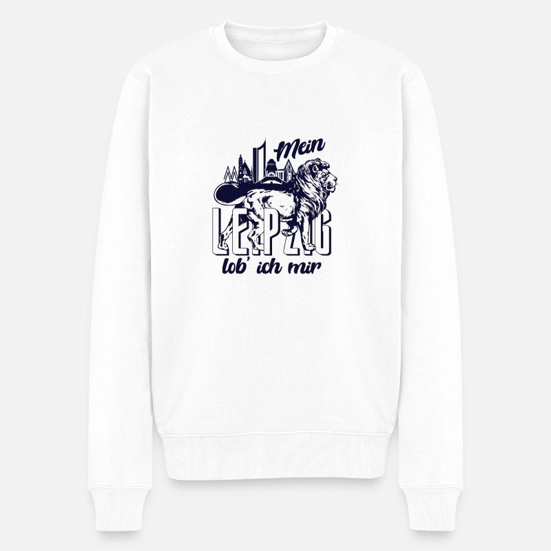 Mein Leipzig Lob' ich Mir Hell - Männer Premium Bio Pullover - Weiß