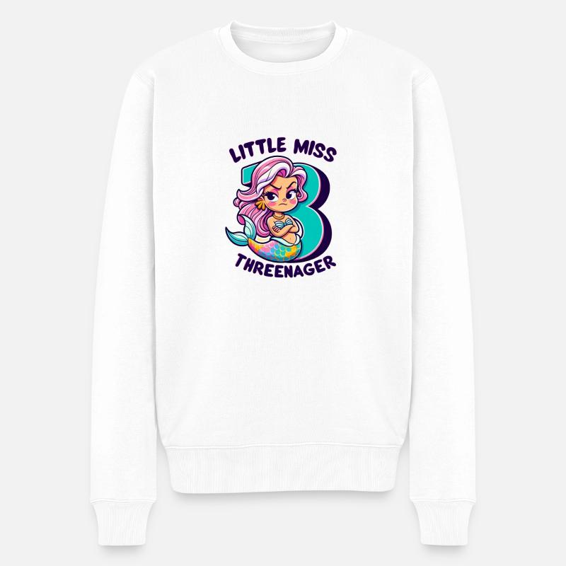 3. Geburtstag Drittes Geburtstagsmädchen Miss Meerjungfrau - Männer Premium Bio Pullover - Weiß