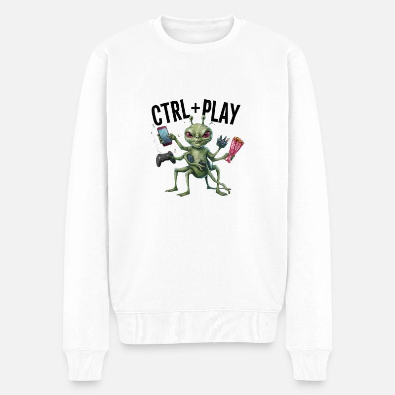 SPIEL, STRG-SPIEL - Männer Premium Bio Pullover - Weiß