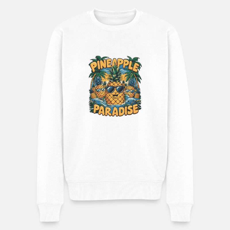 ANANAS-PARADIES - Männer Premium Bio Pullover - Weiß