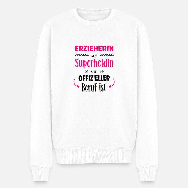 Erzieherin Superheldin - Männer Premium Bio Pullover - Weiß