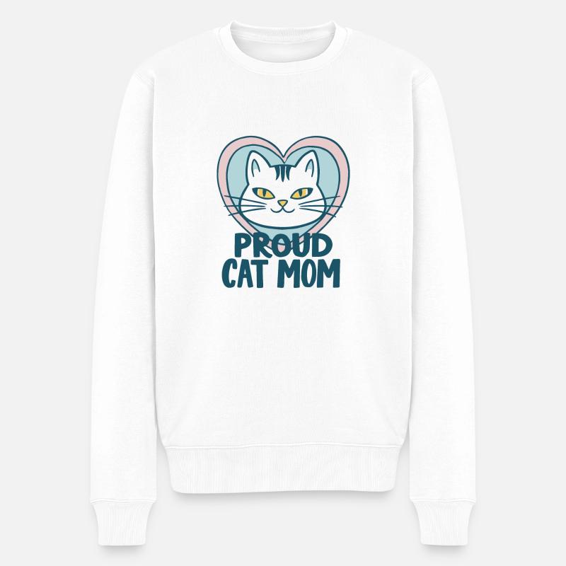 STOLZE KATZENMAMA - Männer Premium Bio Pullover - Weiß