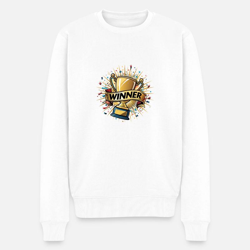 TROPHÄE DES CHAMPIONS - Männer Premium Bio Pullover - Weiß