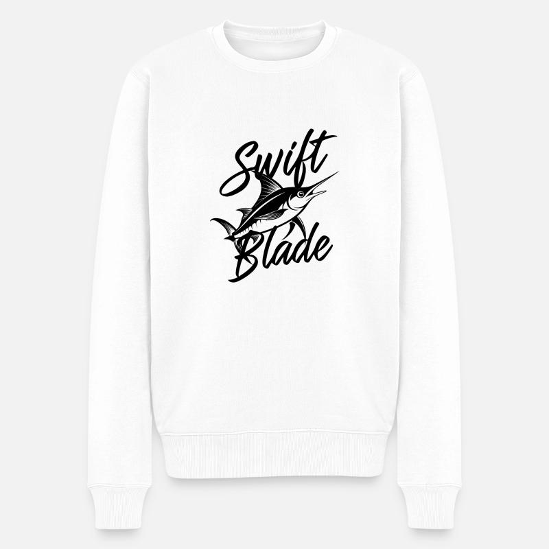 SCHWERTFISCH, SCHNELLE KLINGE - Männer Premium Bio Pullover - Weiß