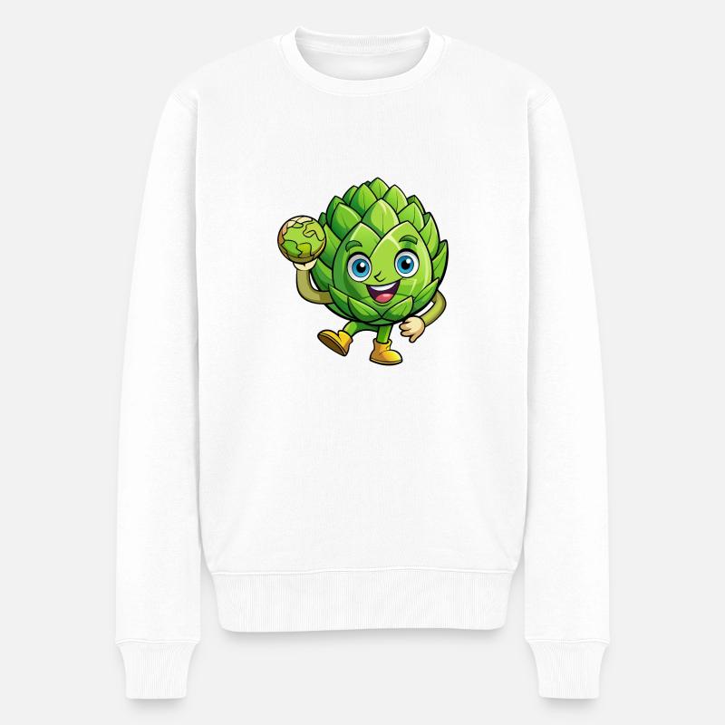 ARTISCHOCKEN, WELTENBUMMLER - Männer Premium Bio Pullover - Weiß