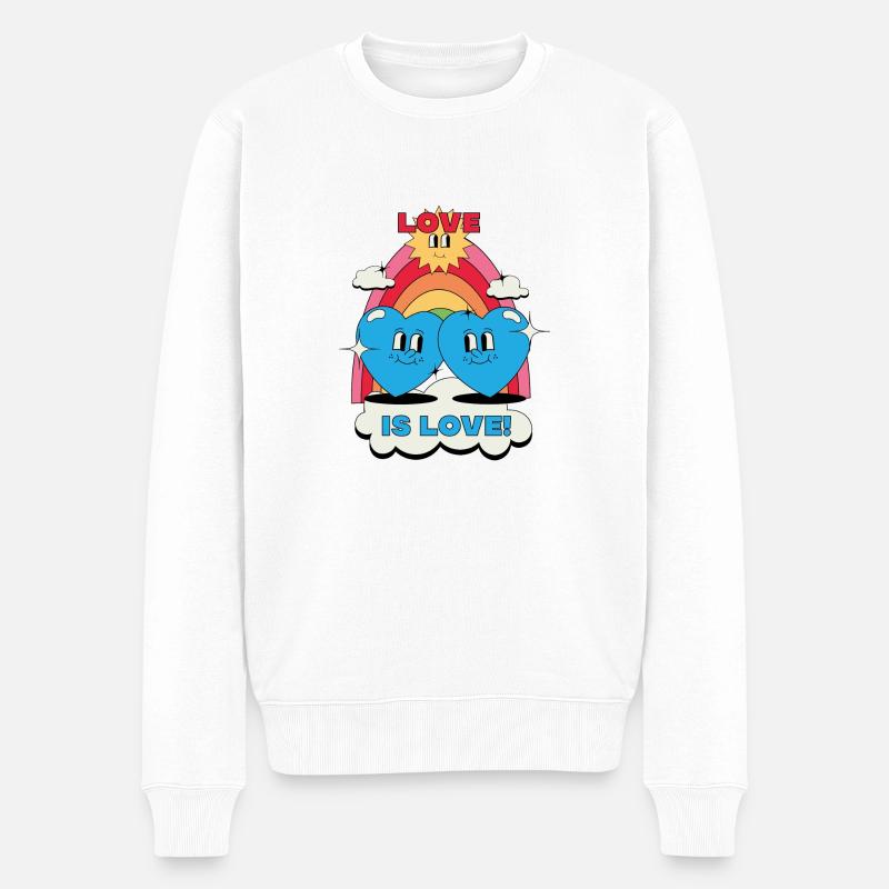 Liebe ist love_blue - Männer Premium Bio Pullover - Weiß