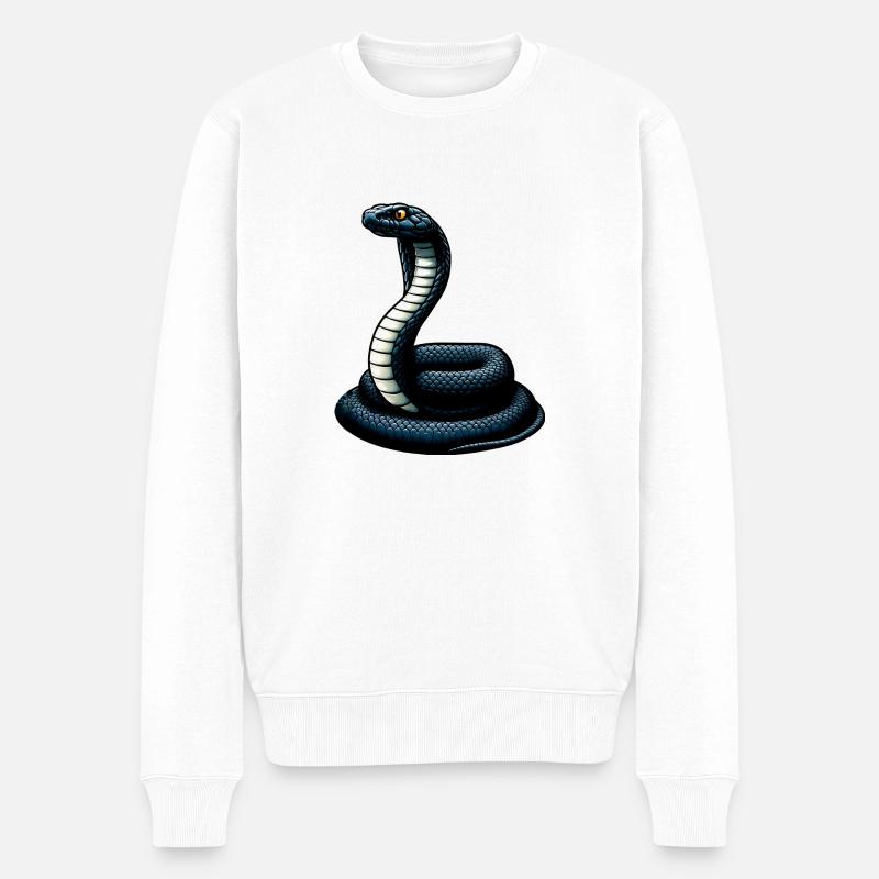 Schwarze Schlangen-Mamba - Männer Premium Bio Pullover - Weiß