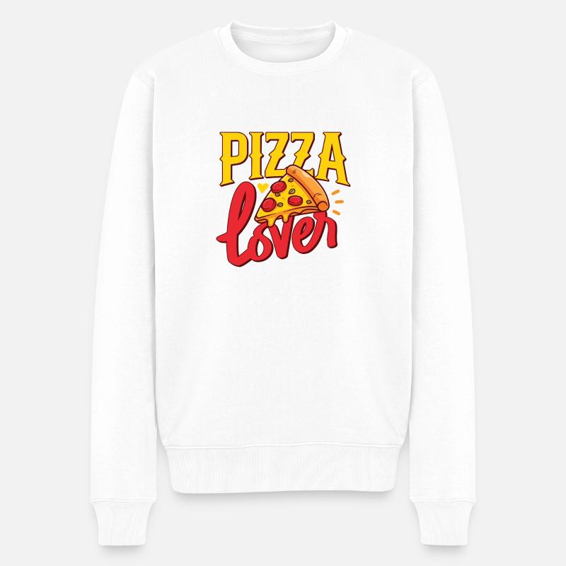 Pizza Lover - Männer Premium Bio Pullover - Weiß