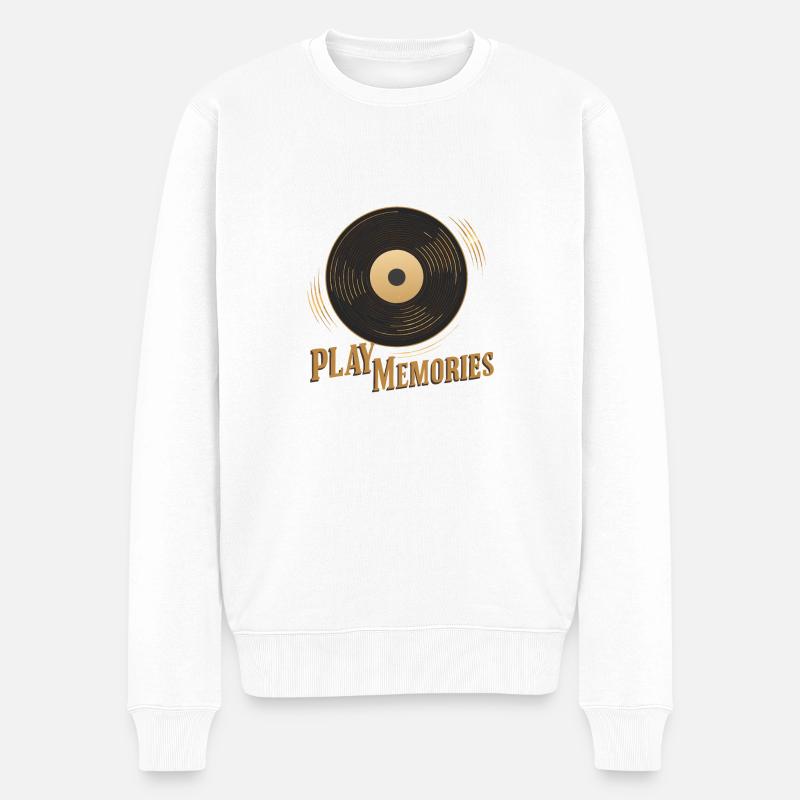 PLATTENSPIELER - Männer Premium Bio Pullover - Weiß