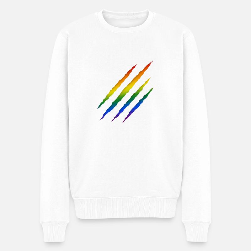 Regenbogen LGBT - Männer Premium Bio Pullover - Weiß