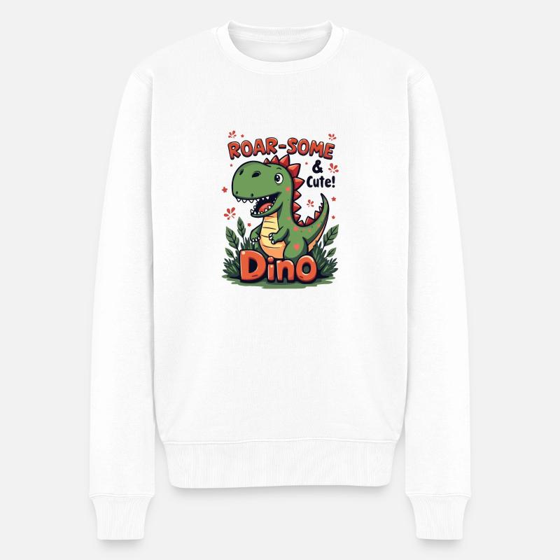 DINO. RUGISSANT ET MIGNON ! - Pull Premium bio Homme - blanc